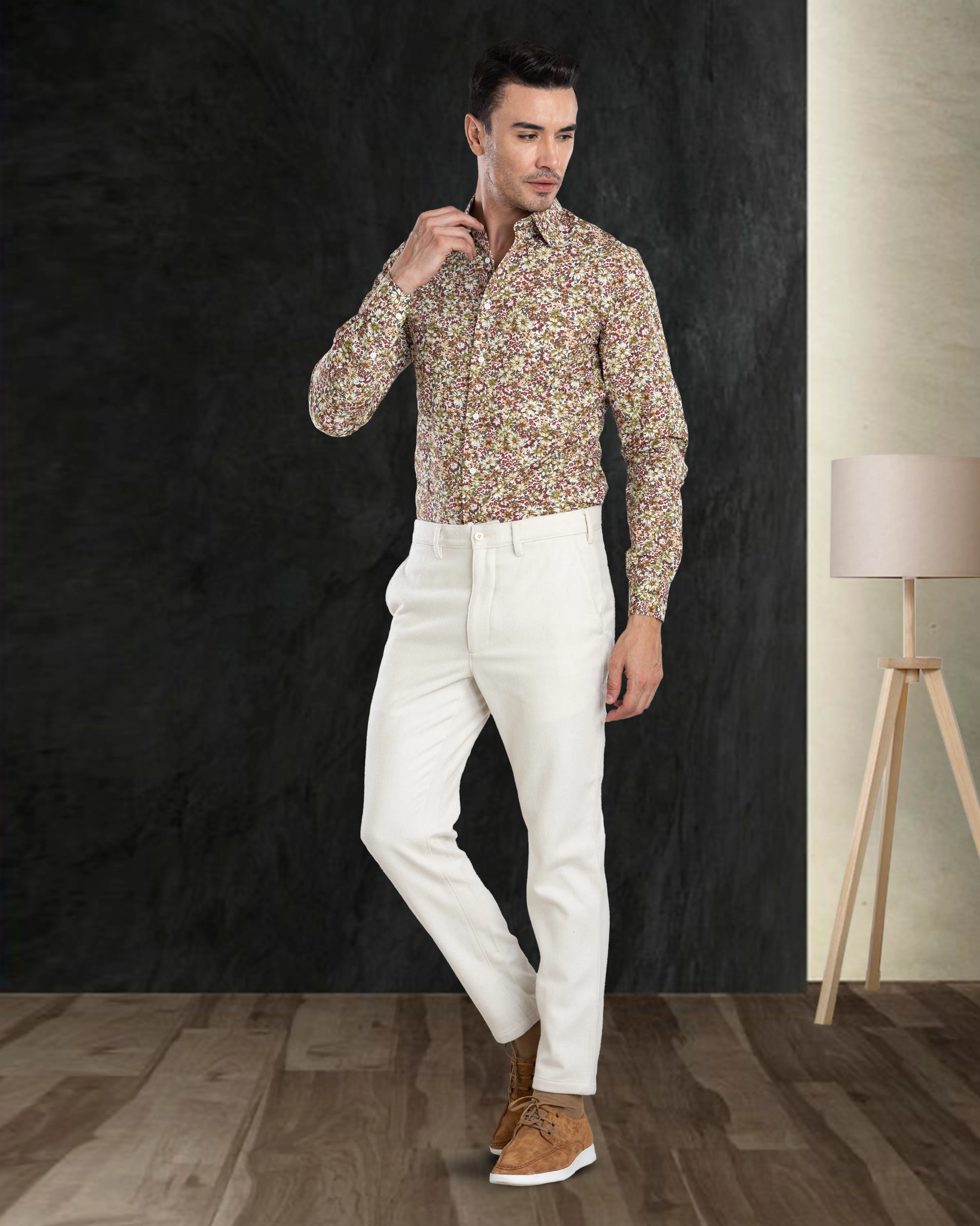 Cream Recycled Wool Chino