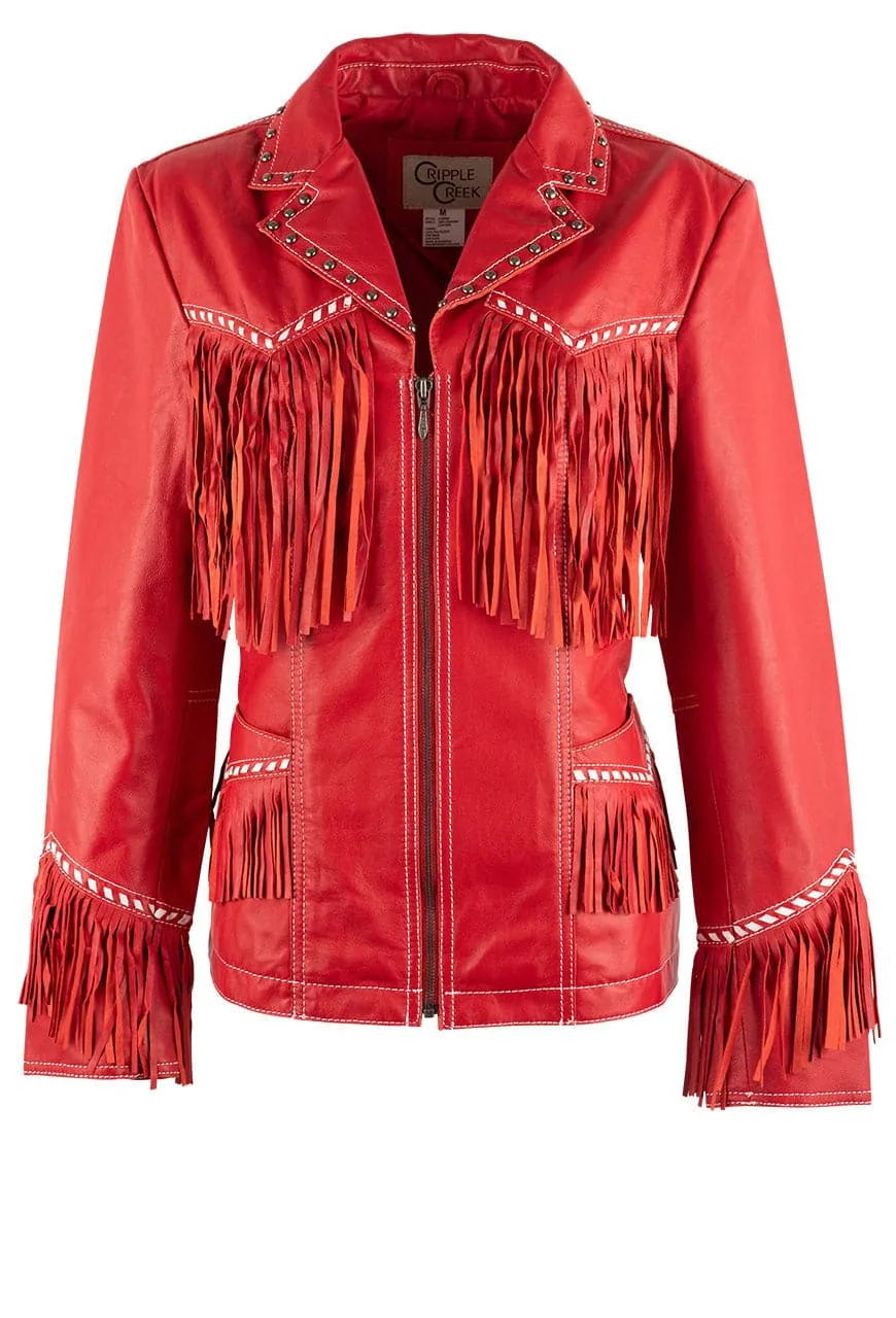 Cripple Creek Cardinal Red Fringe Jacket