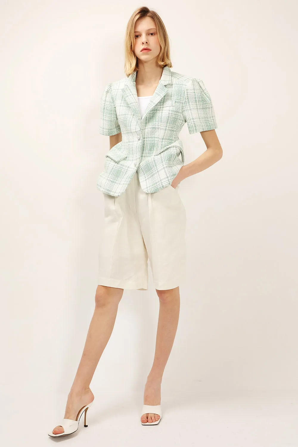 Demi Plaid Linen Blazer