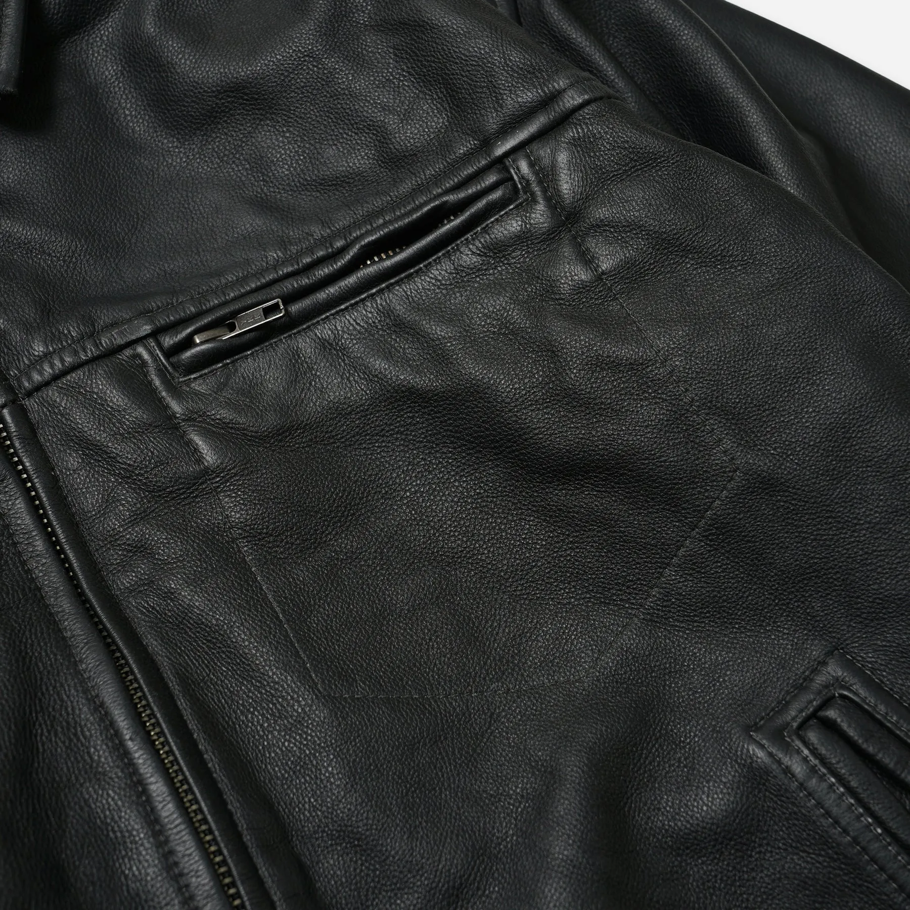 DESTROYED COWHIDE LEATHER JACKET - BLACK