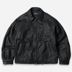 DESTROYED COWHIDE LEATHER JACKET - BLACK