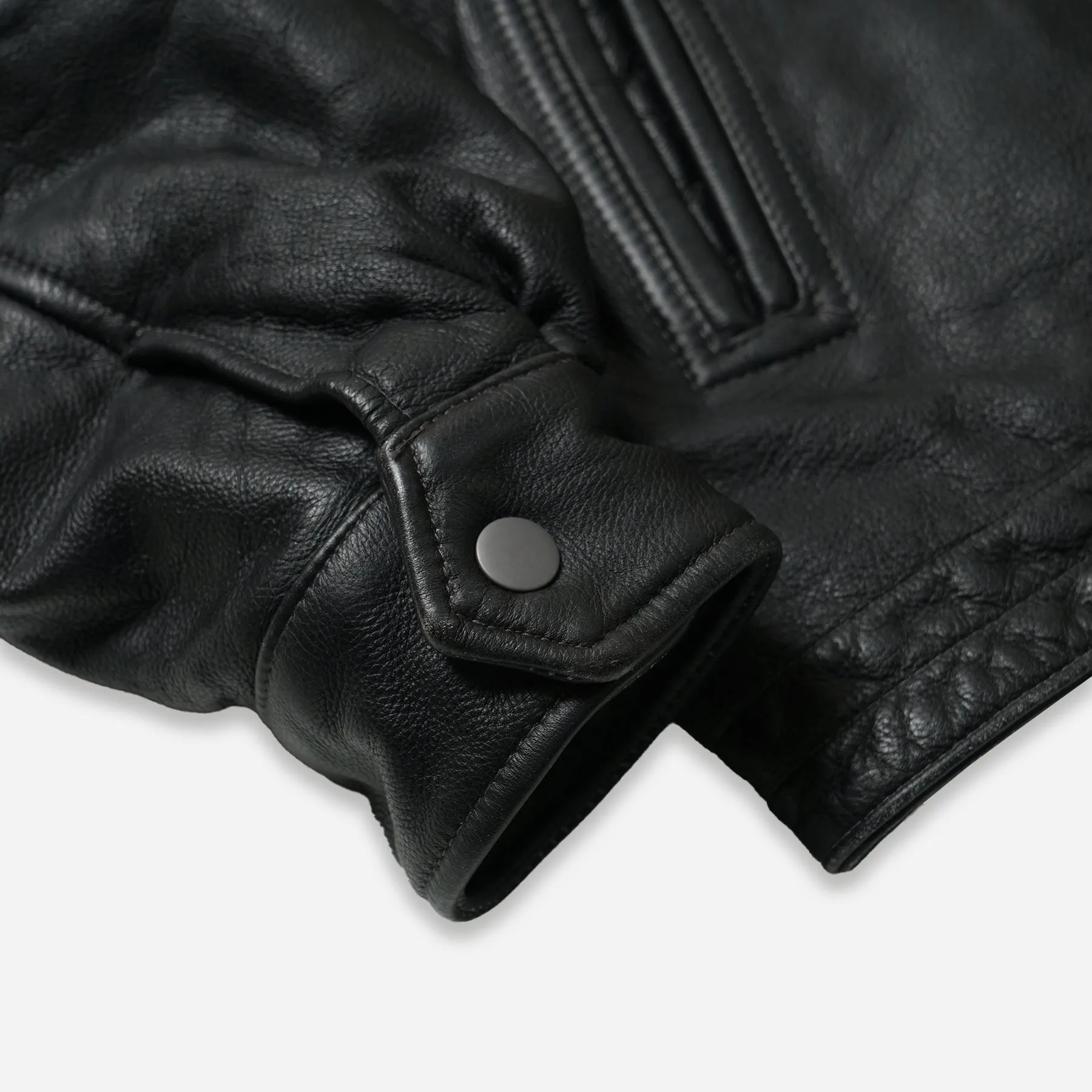 DESTROYED COWHIDE LEATHER JACKET - BLACK