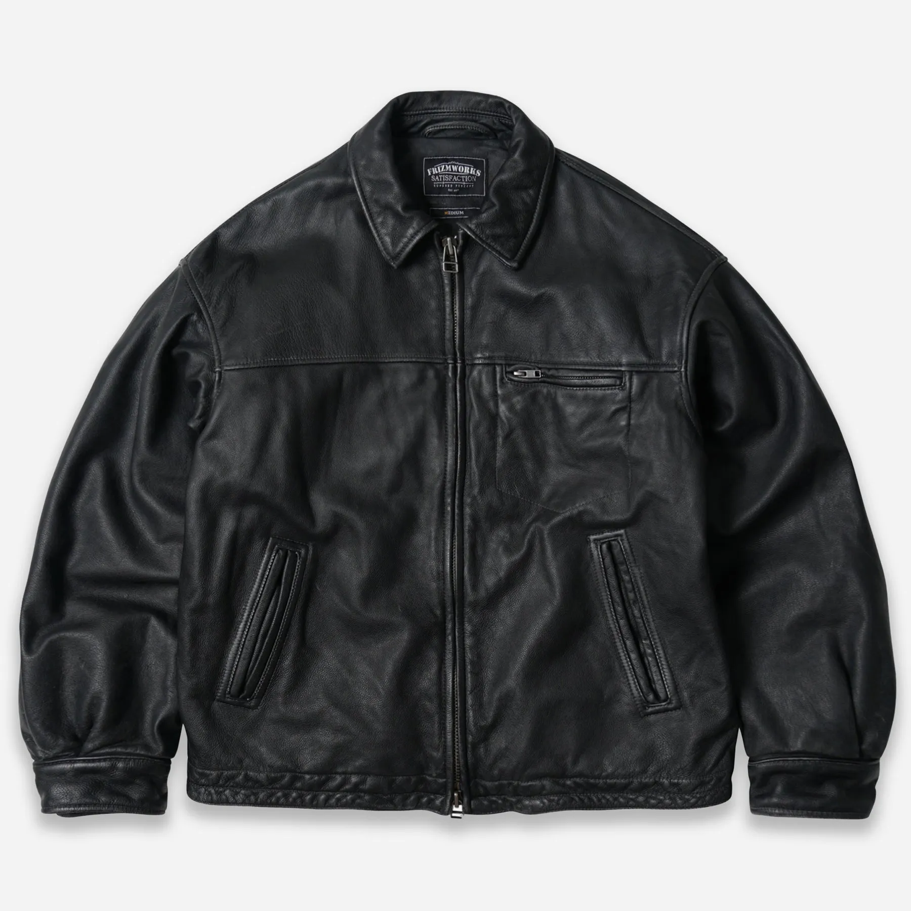 DESTROYED COWHIDE LEATHER JACKET - BLACK