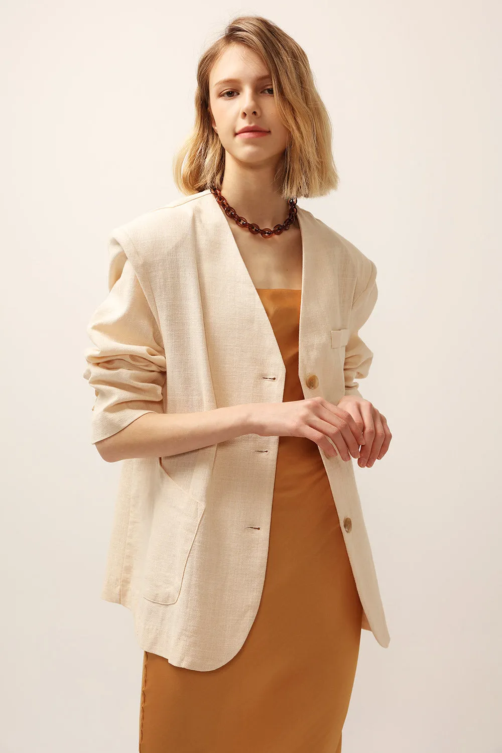 Emma Oversized Collarless Blazer