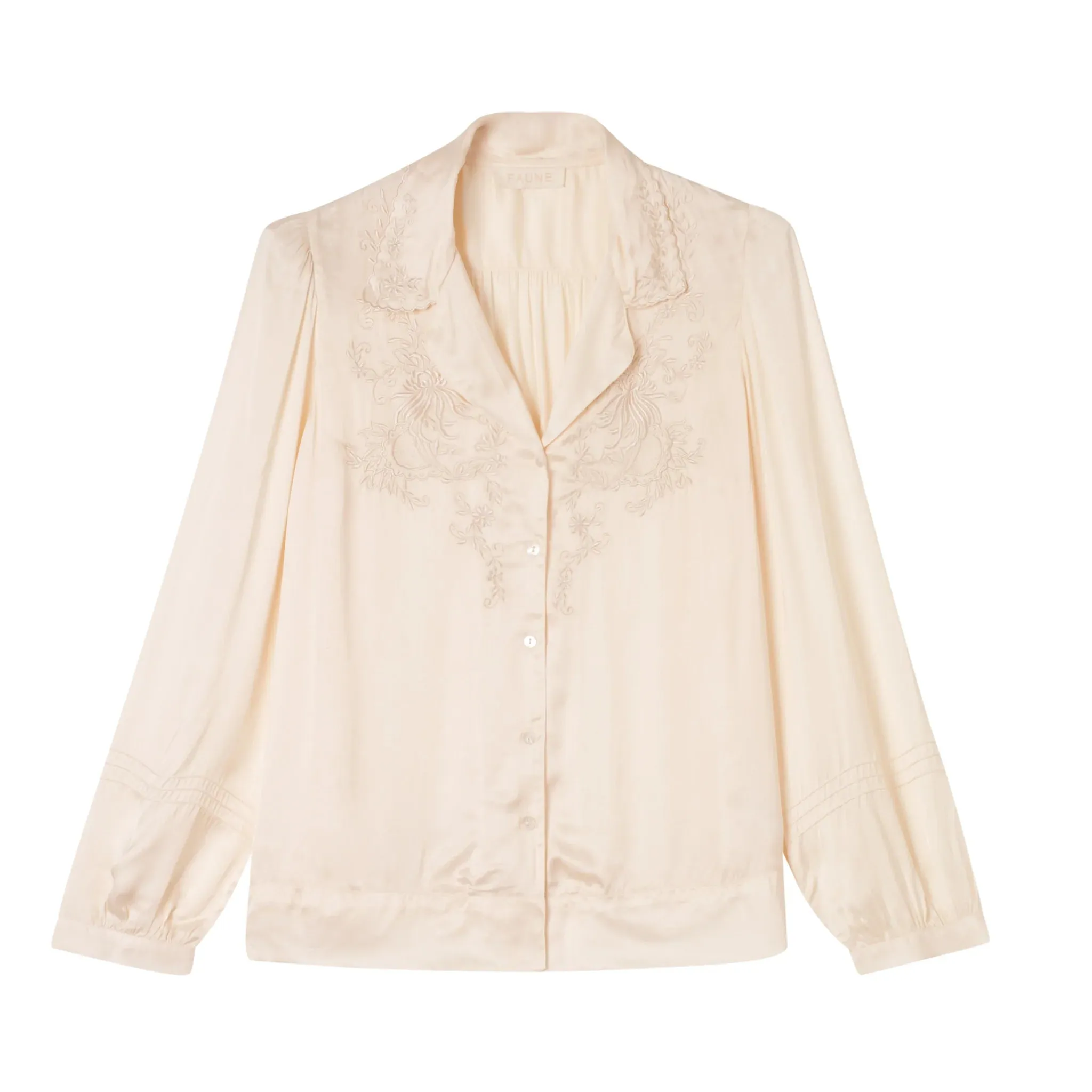 Elegant Faune Eloise Silk Oyster Blouse - Chic and Sophisticated Womens Fashion Top