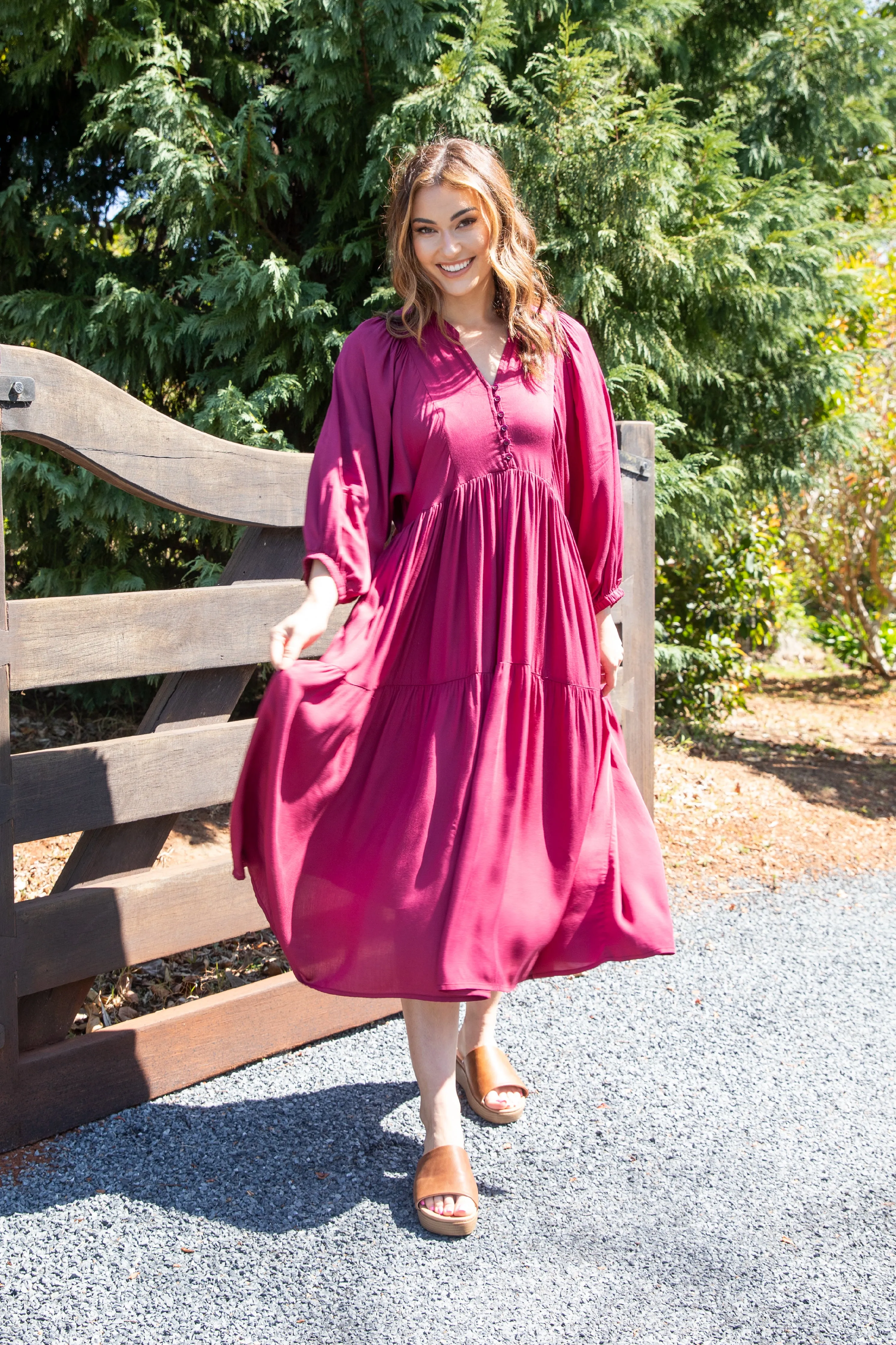 FINAL SALE Charlie Dress in Merlot