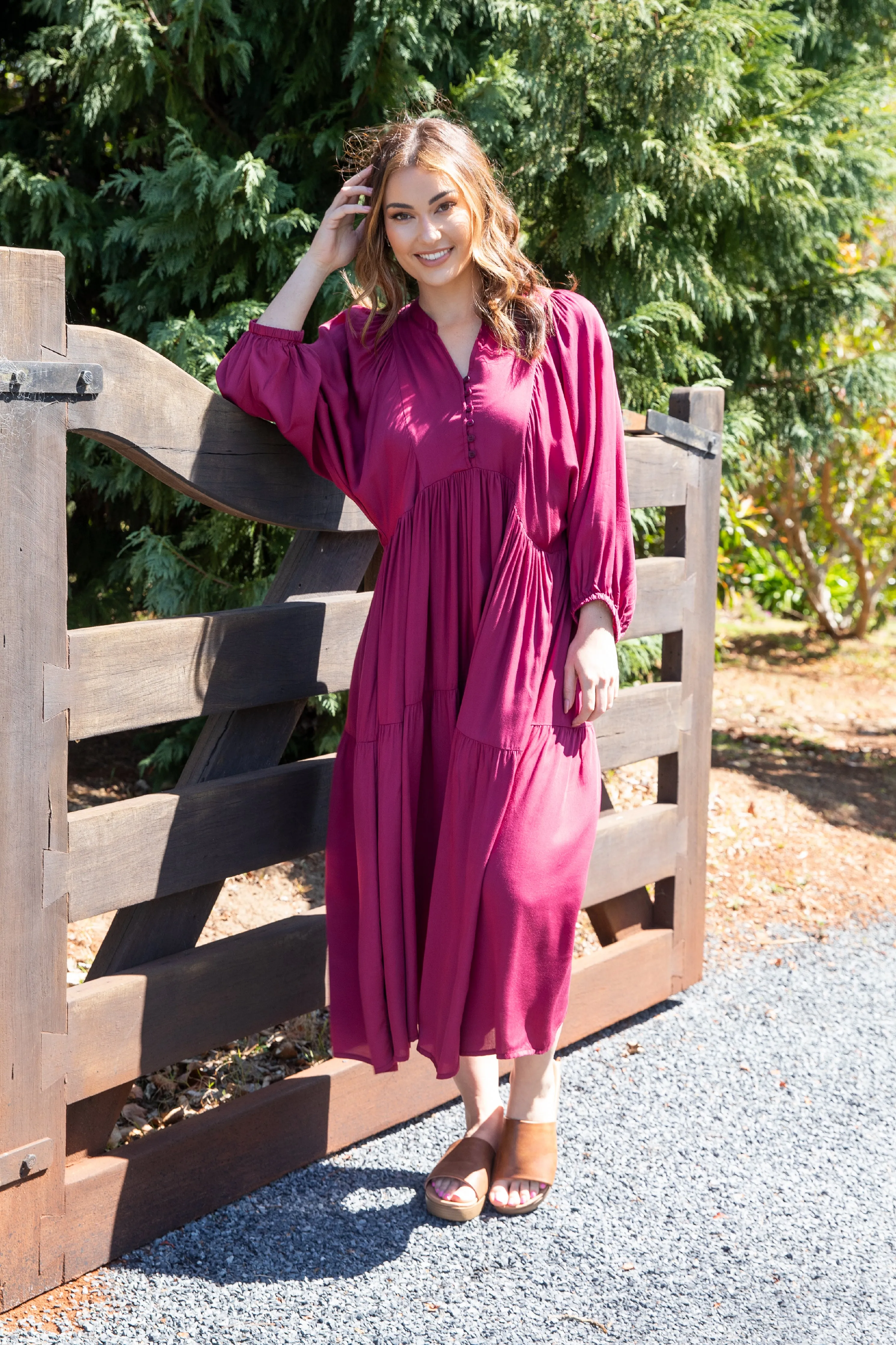 FINAL SALE Charlie Dress in Merlot