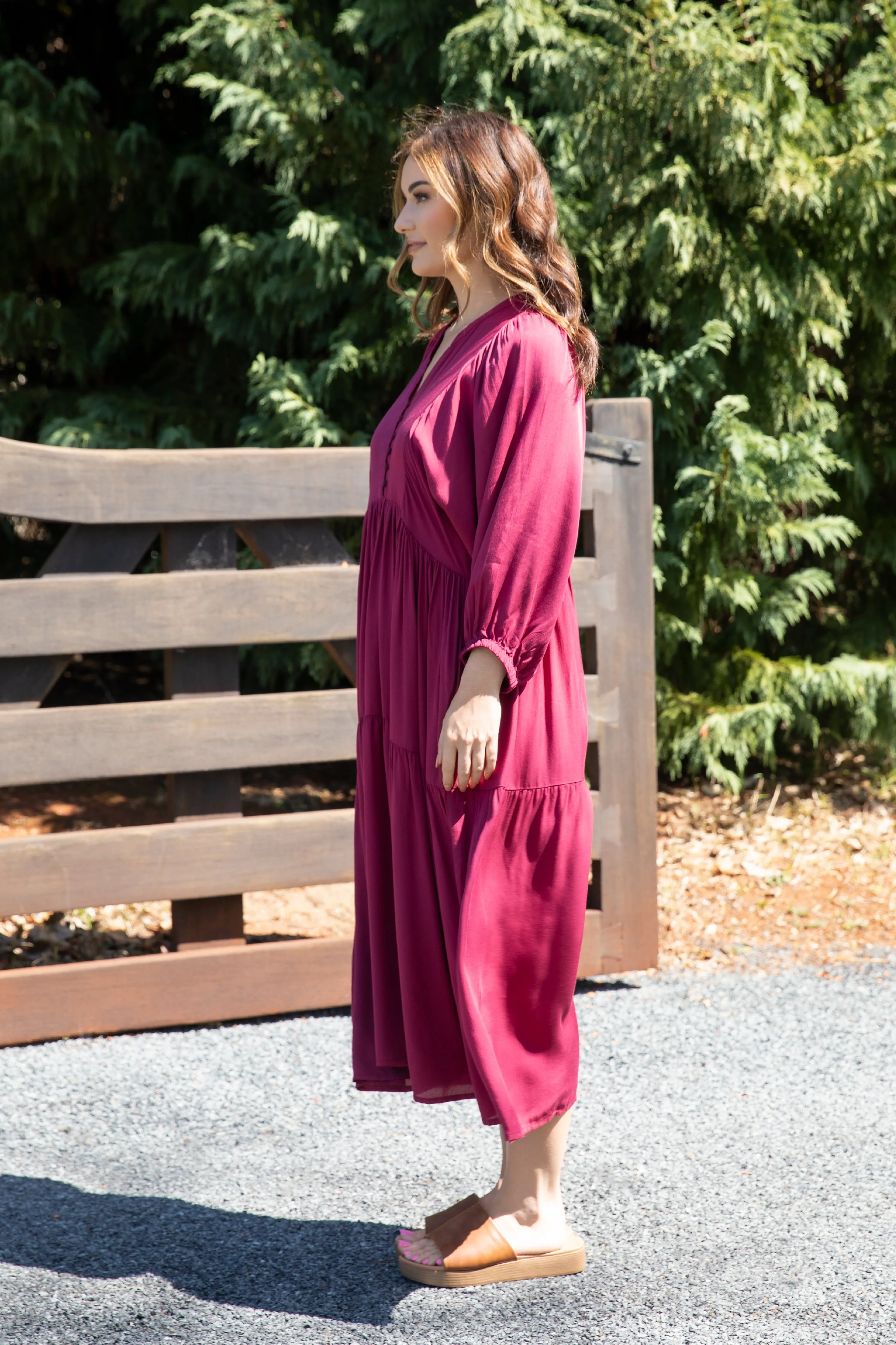 FINAL SALE Charlie Dress in Merlot