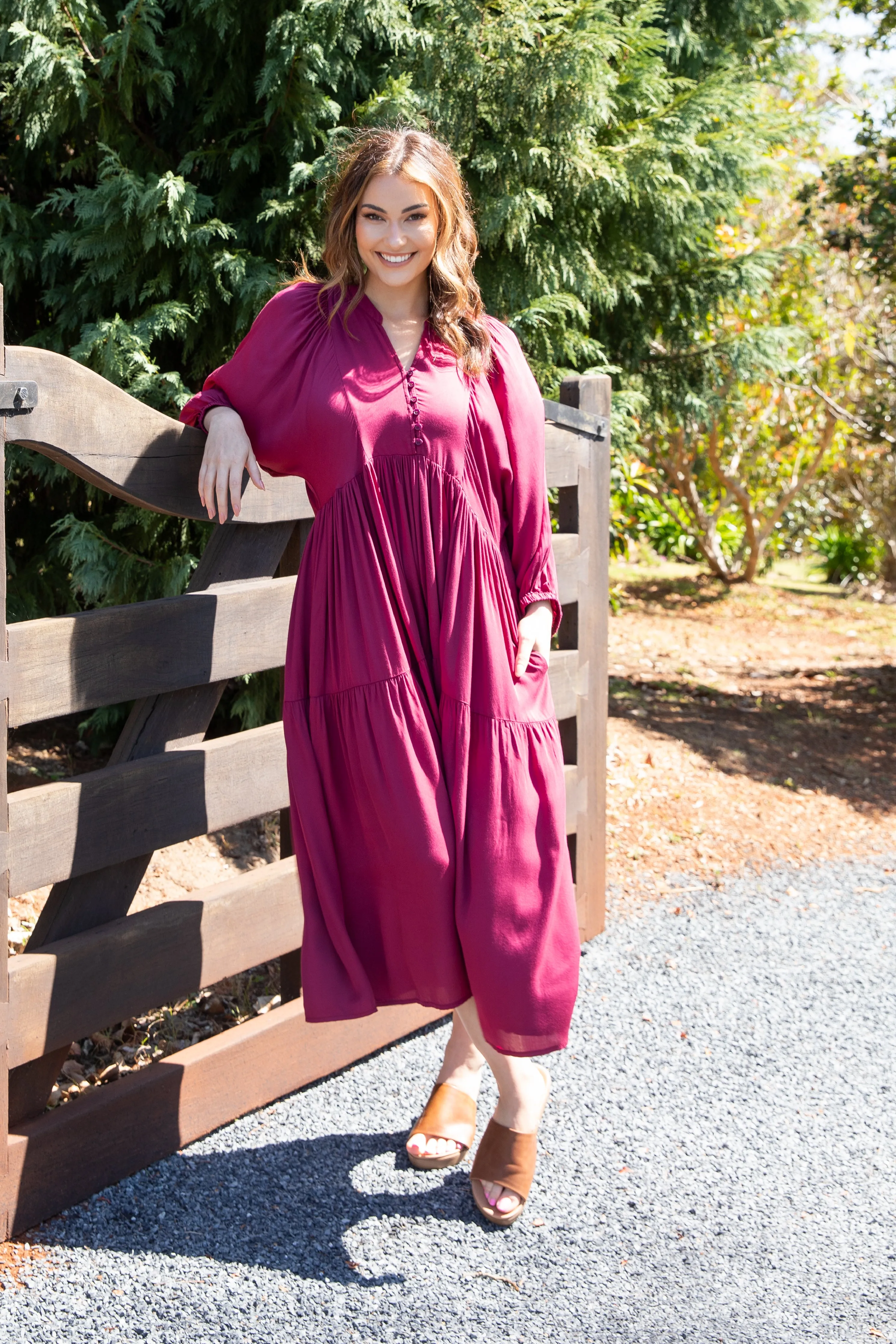 FINAL SALE Charlie Dress in Merlot