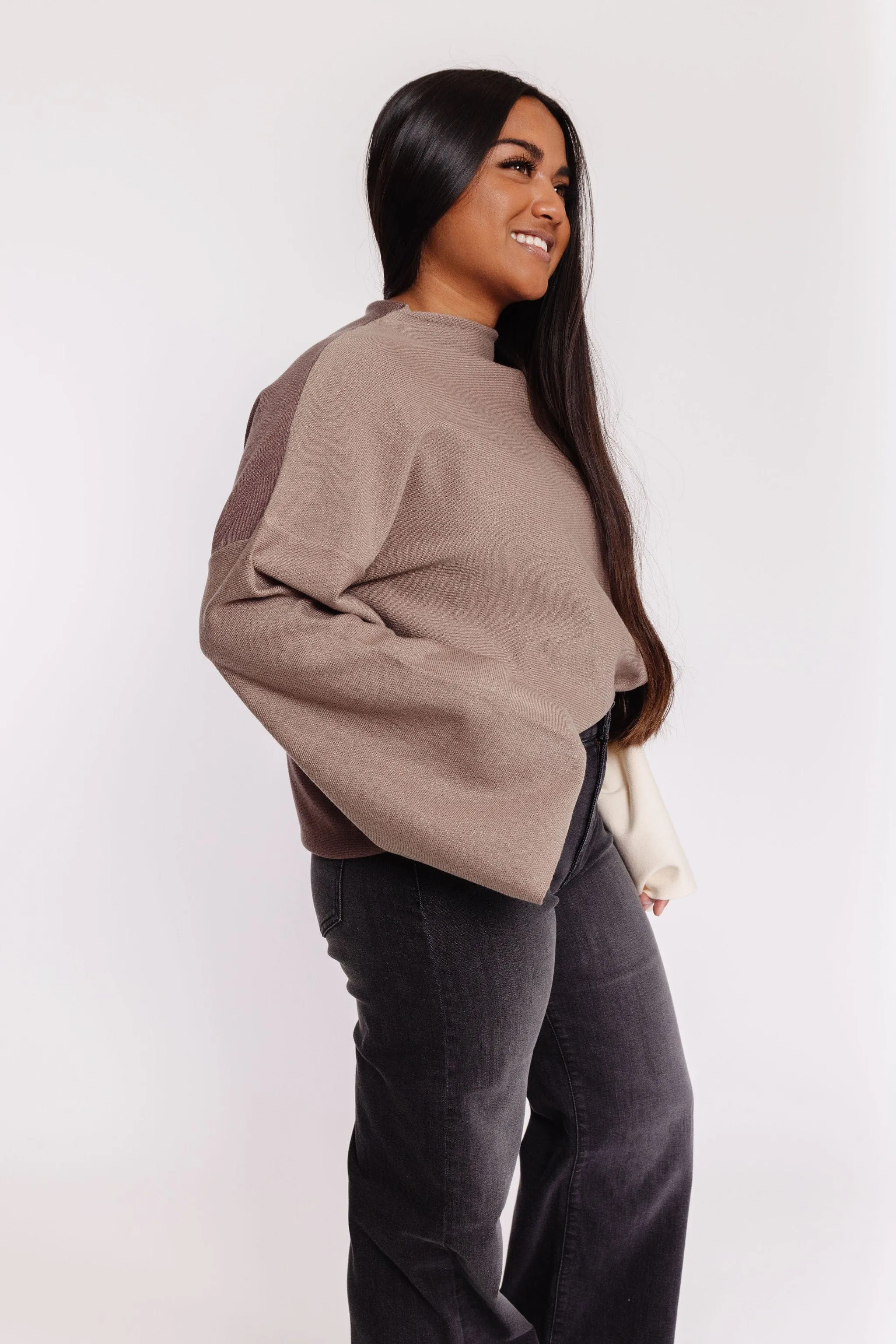 Florence Colorblock Sweater in Brown Combo