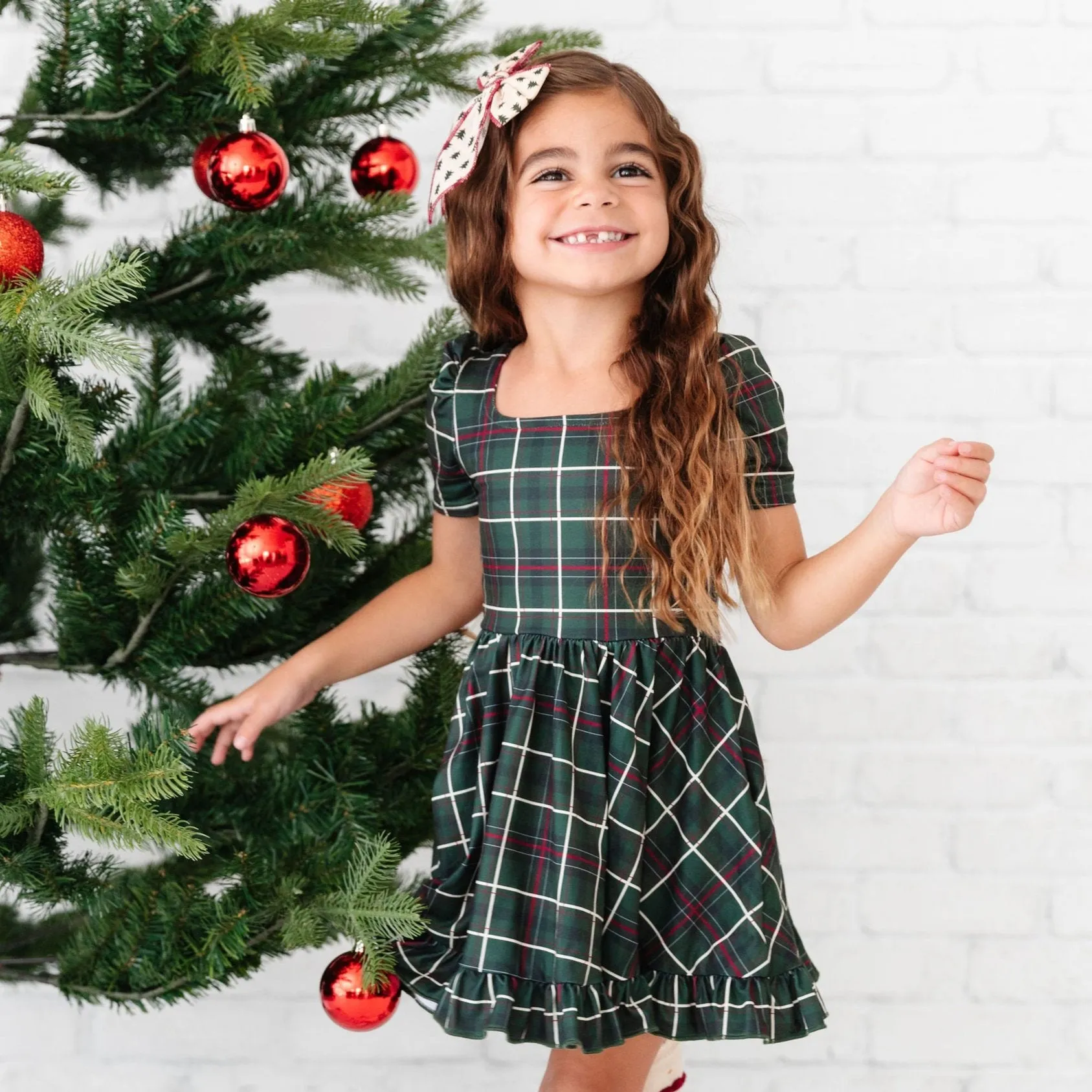 Forest Plaid Mod Twirl Dress