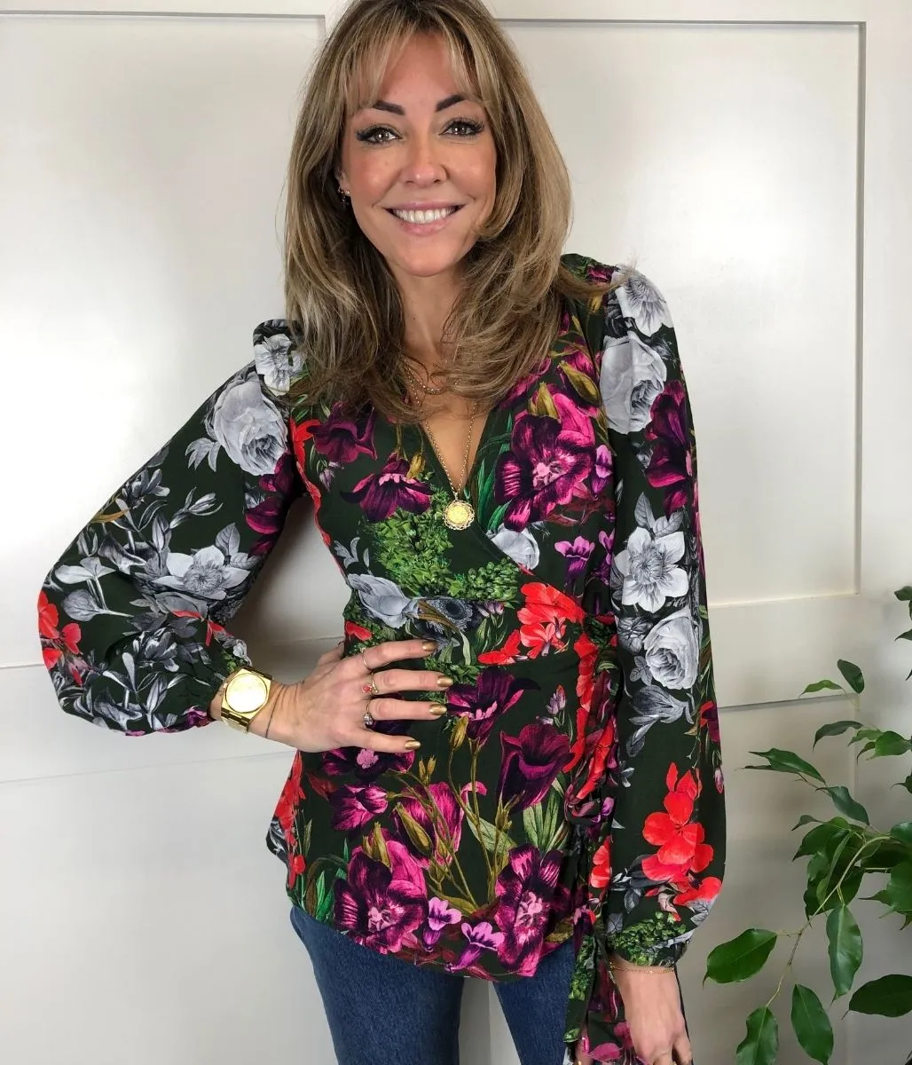 Garden Floral Tie Wrap Blouse