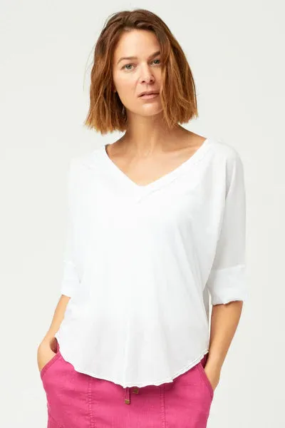 Gardiner Banded Sleeve Top | Firefly Pigment, White