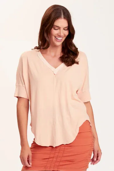 Gardiner Banded Sleeve Top | Firefly Pigment, White