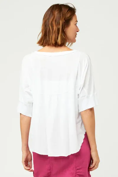 Gardiner Banded Sleeve Top | Firefly Pigment, White