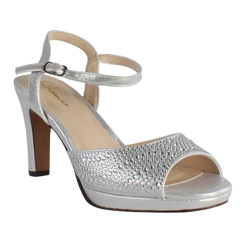 Glamour Peep Toe Platform Heels - Riga - Silver