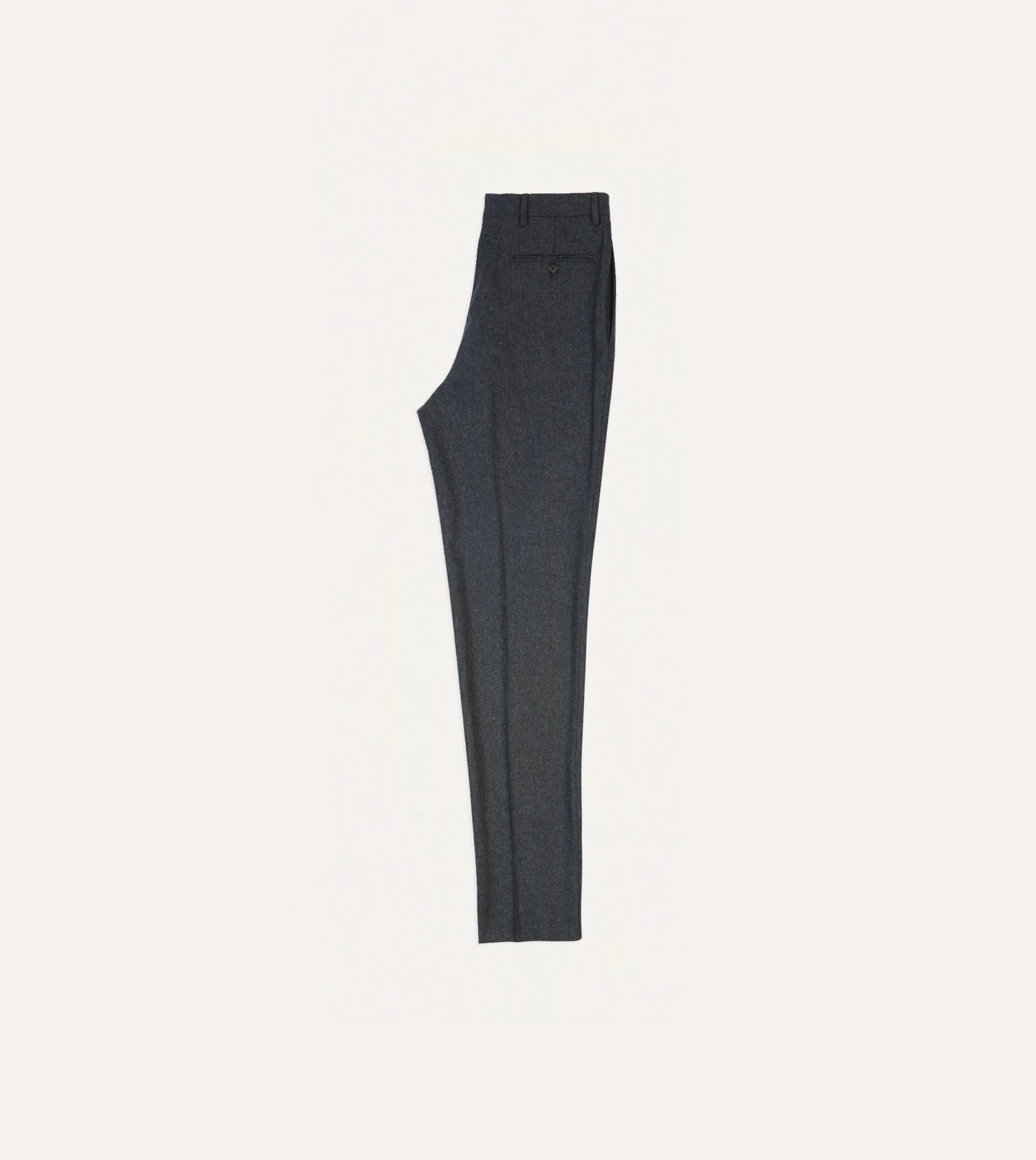 Grey Wool Flannel Flat Front Trouser