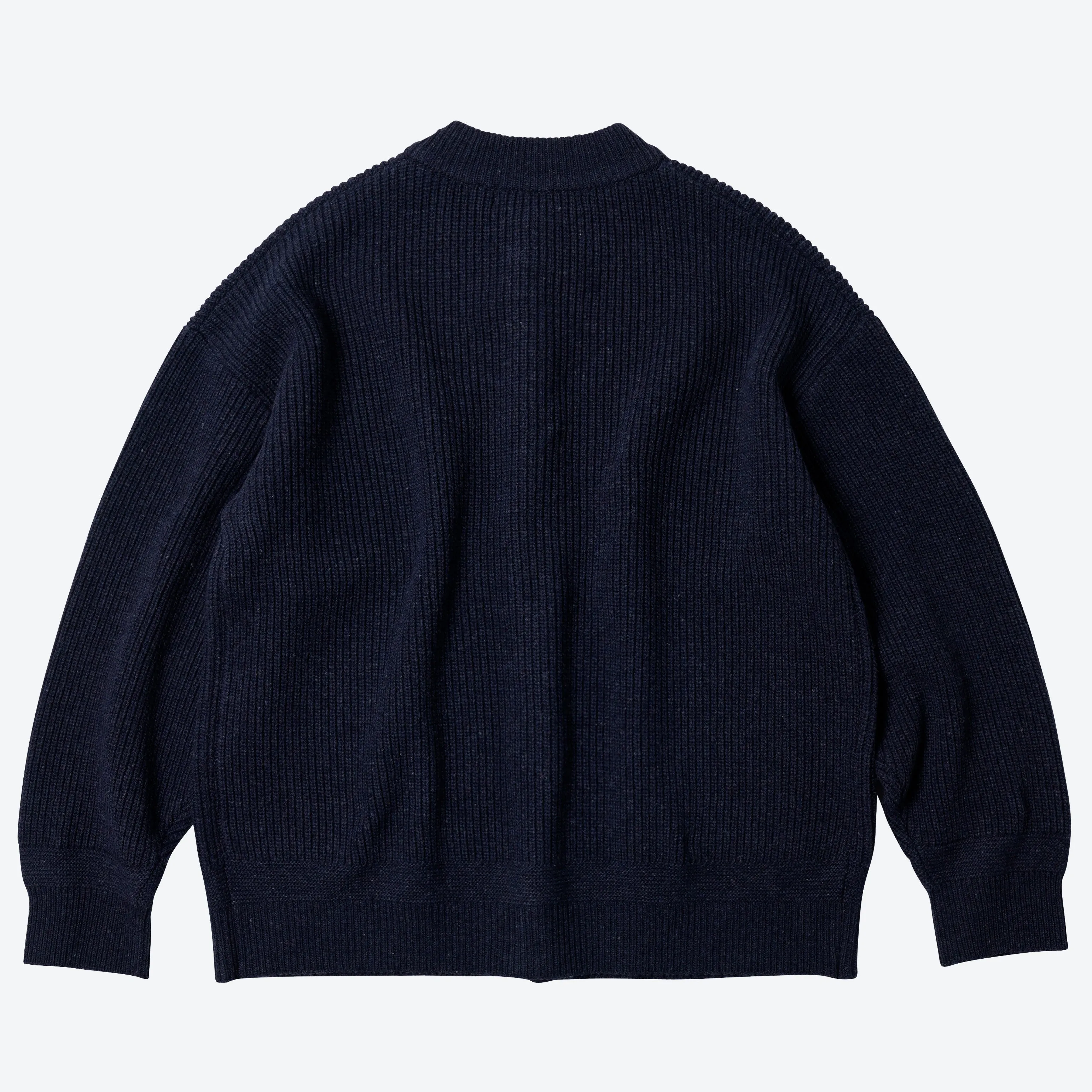 HEAVY WOOL ROUND CARDIGAN - NAVY