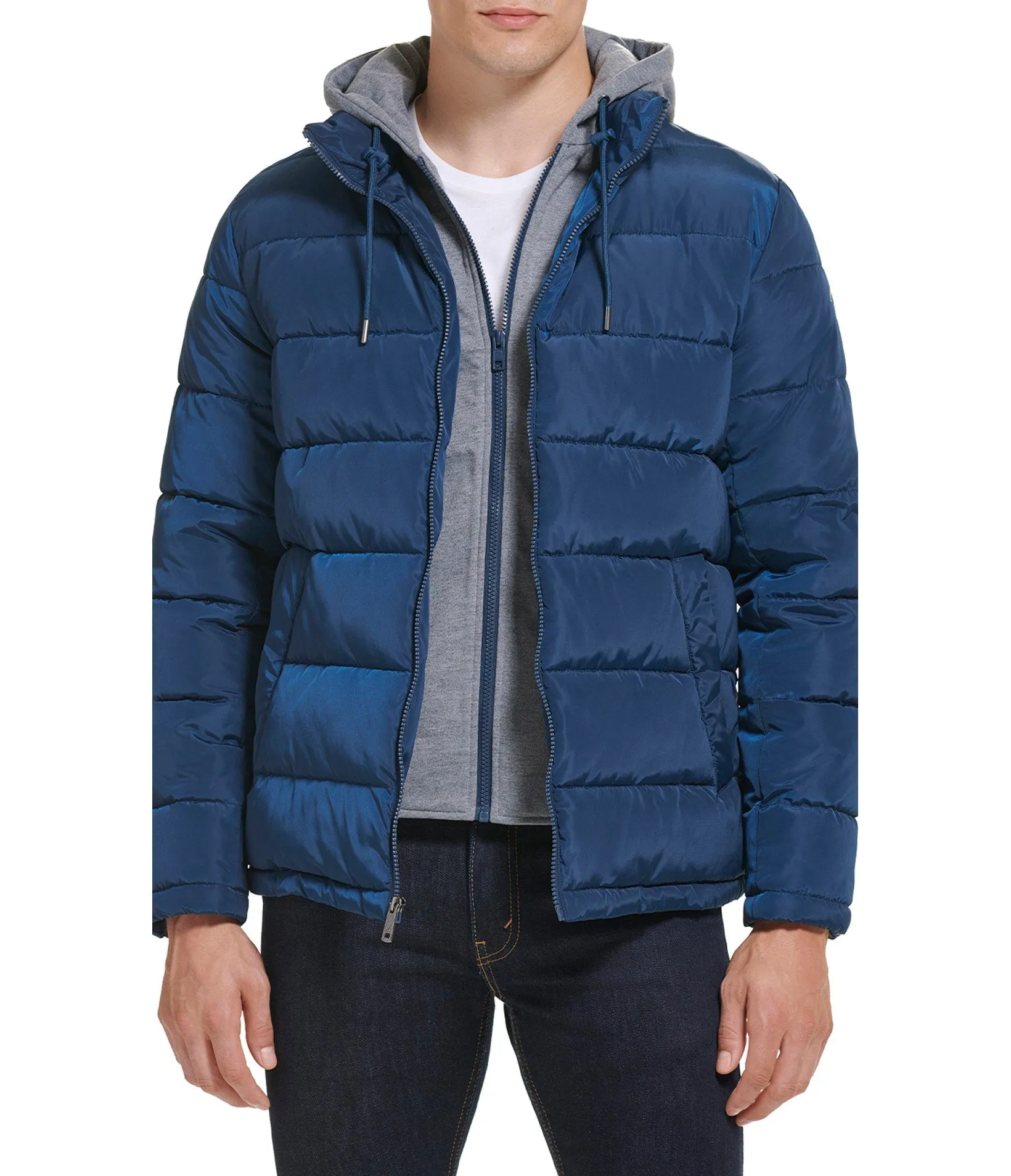 Hooded Puffer Jacket With Bib