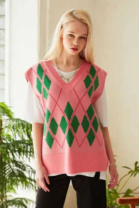 Hope Oversized Argyle Sweater Vest