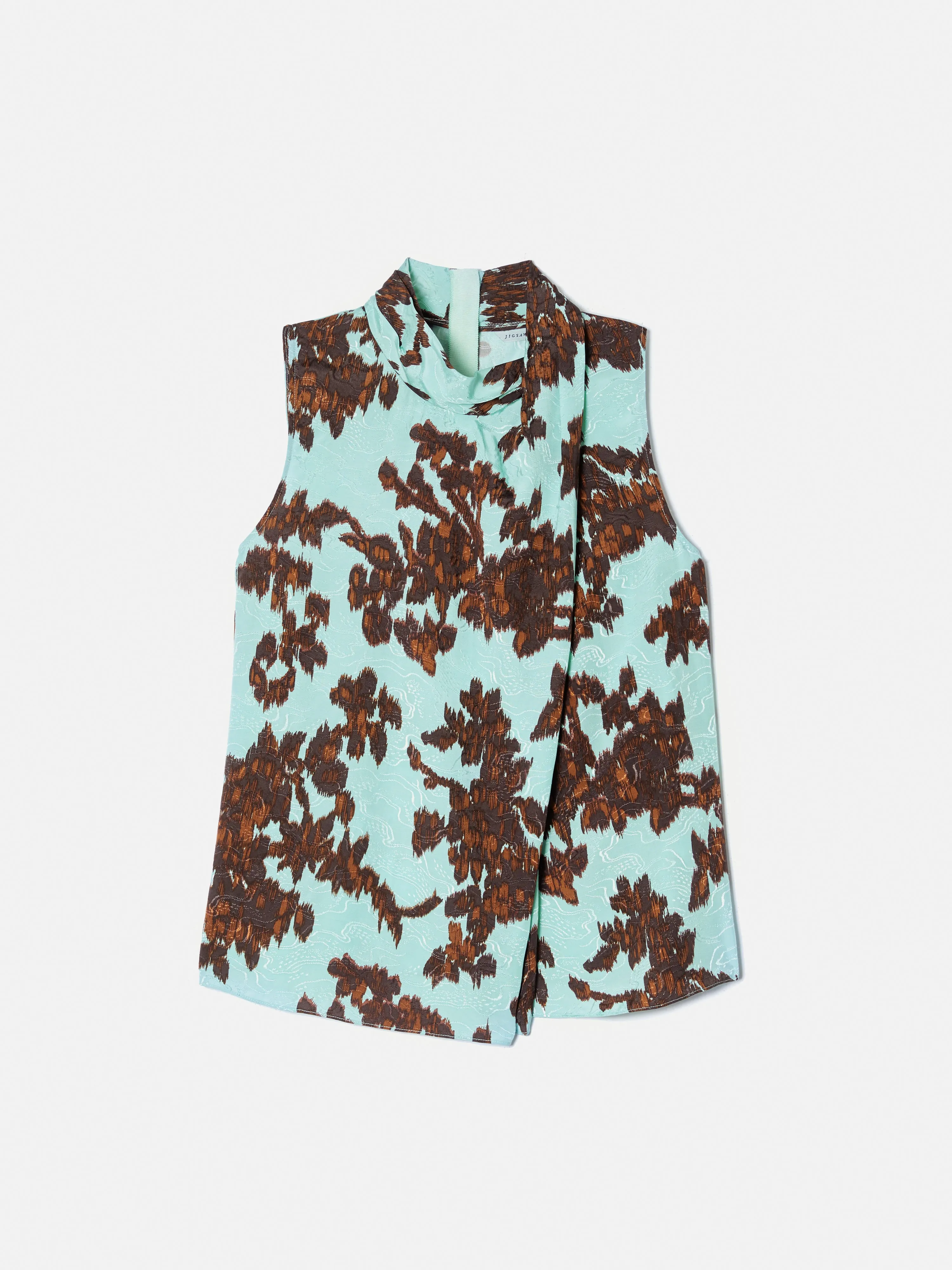 Ikat Posy Jacquard Top | Aqua