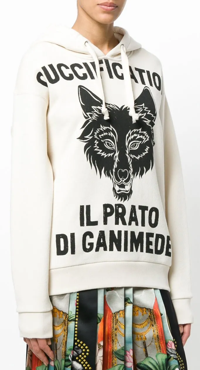 'Il Prato di Ganimede' Logo Printed Hoodie