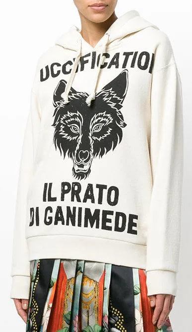 'Il Prato di Ganimede' Logo Printed Hoodie