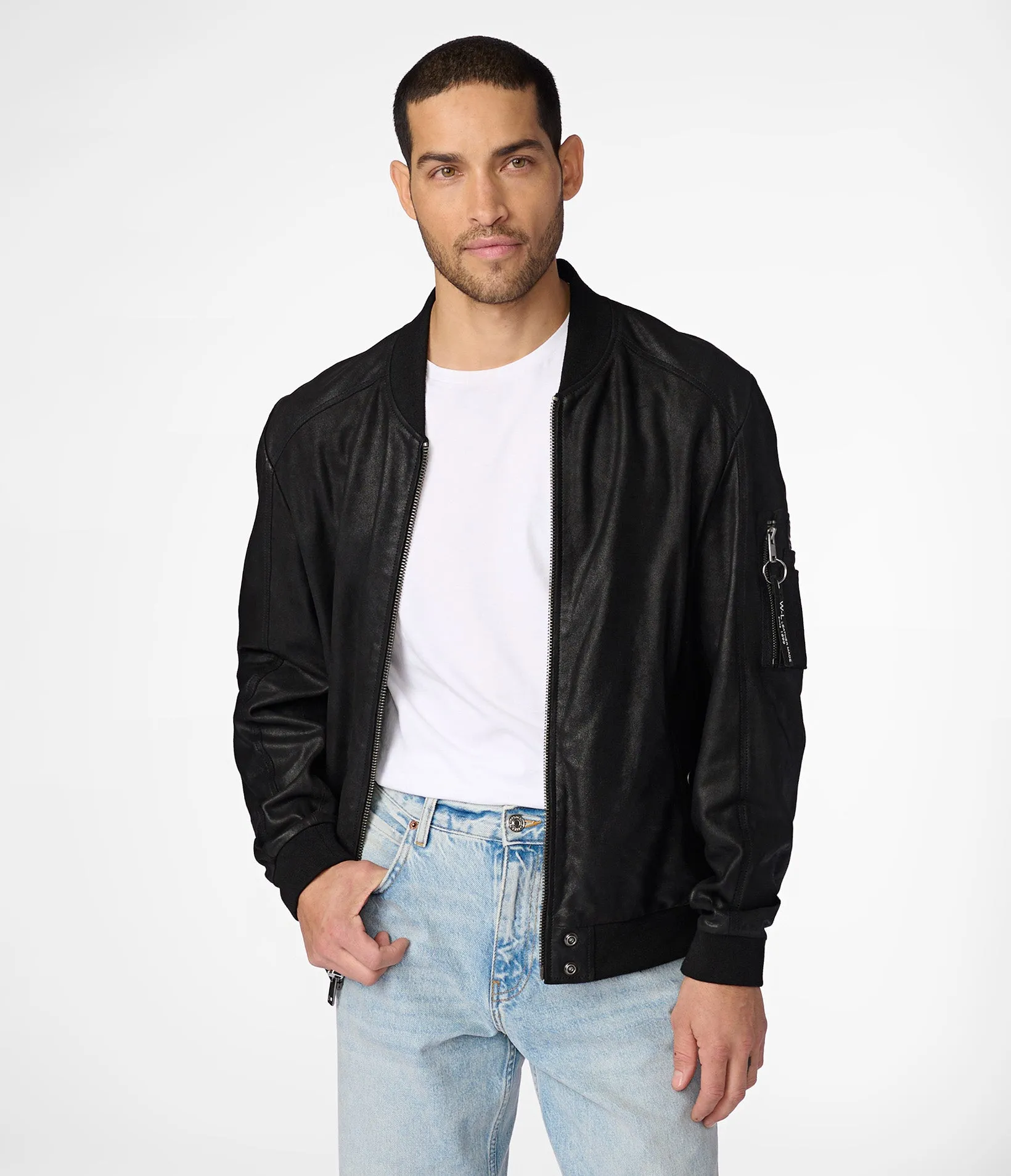 James Genuine Leather Bomber Jacket