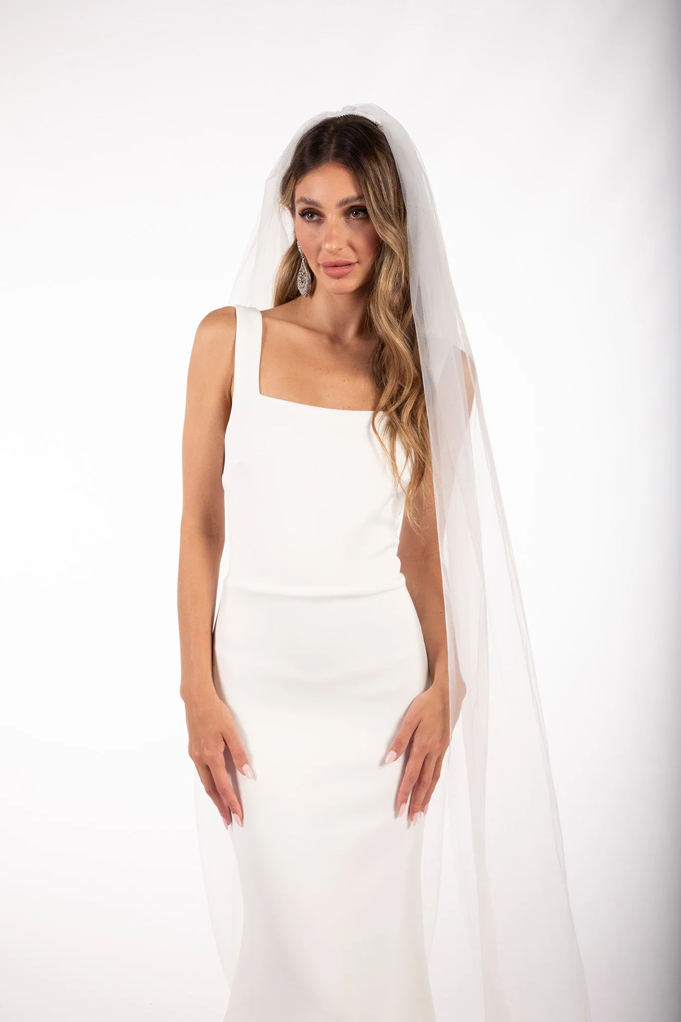 JORDYN Square Neck Crepe Gown - Ivory