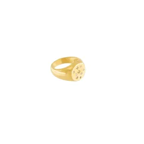 Joy Waterproof Clear CZ Star Signet Ring 18K Gold Plating