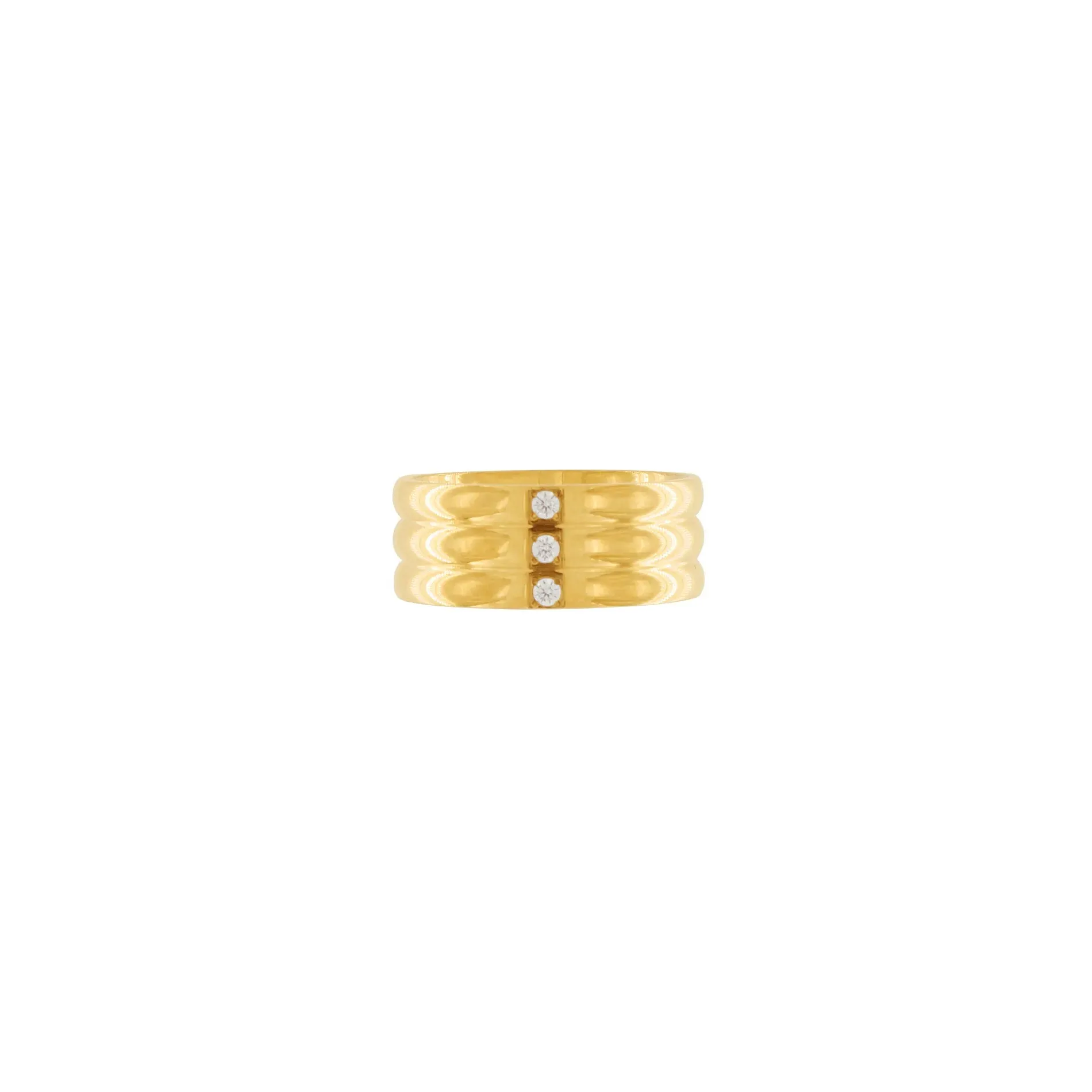 Joy Waterproof Clear CZ Triple Stone Ring 18K Gold Plating