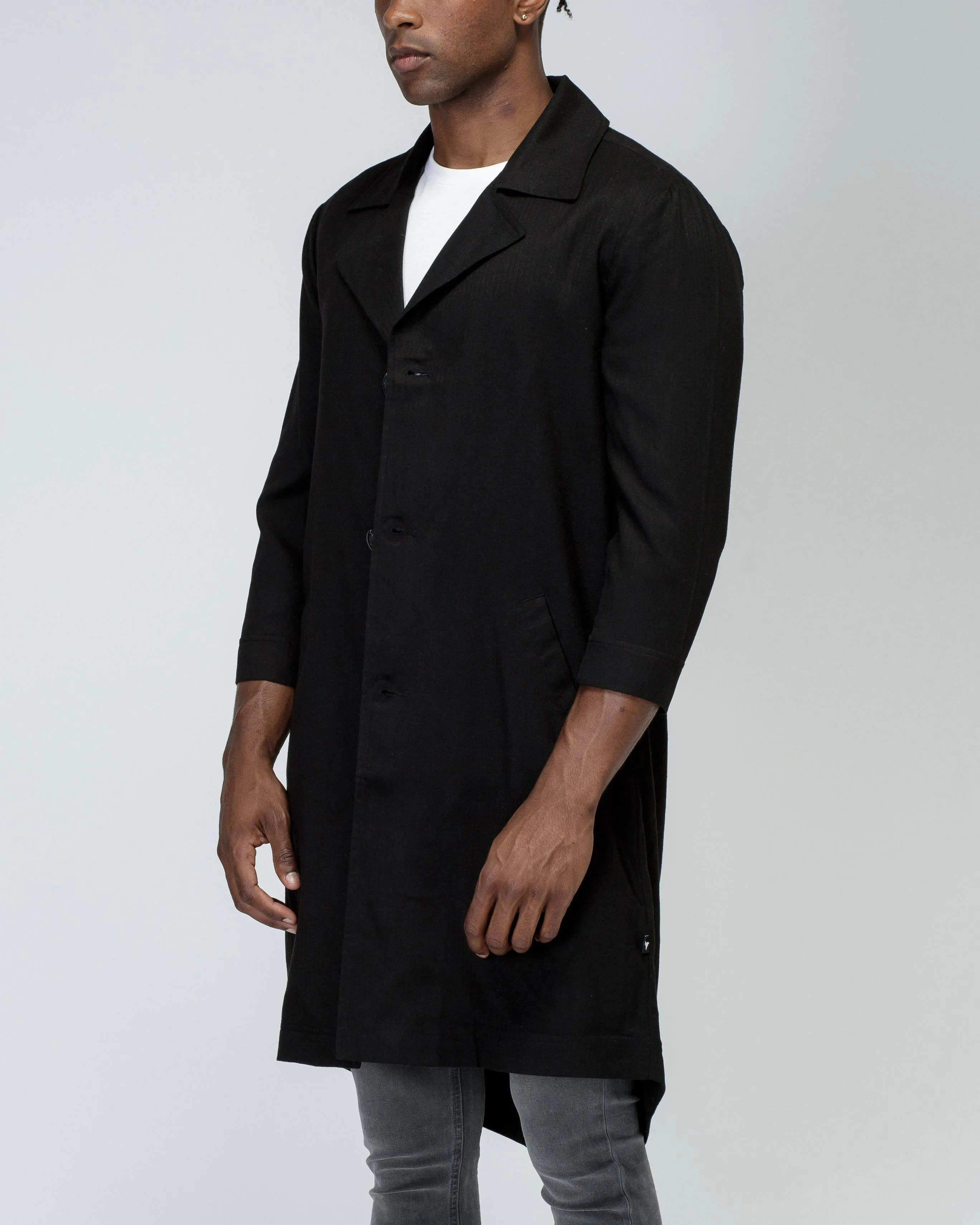 Konus Men's 3/4 Sleeve  Fish Tail Coat in Black