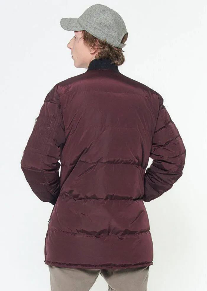 Konus Men's Mid Length Duck Down Parka in Burgundy