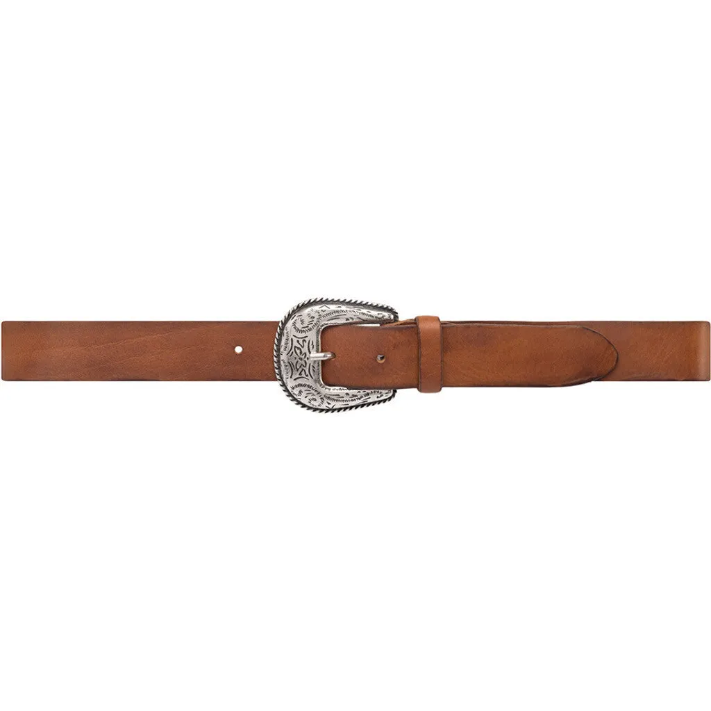 Leather belt with western buckle / 15844 - Cognac