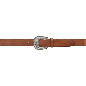 Leather belt with western buckle / 15844 - Cognac