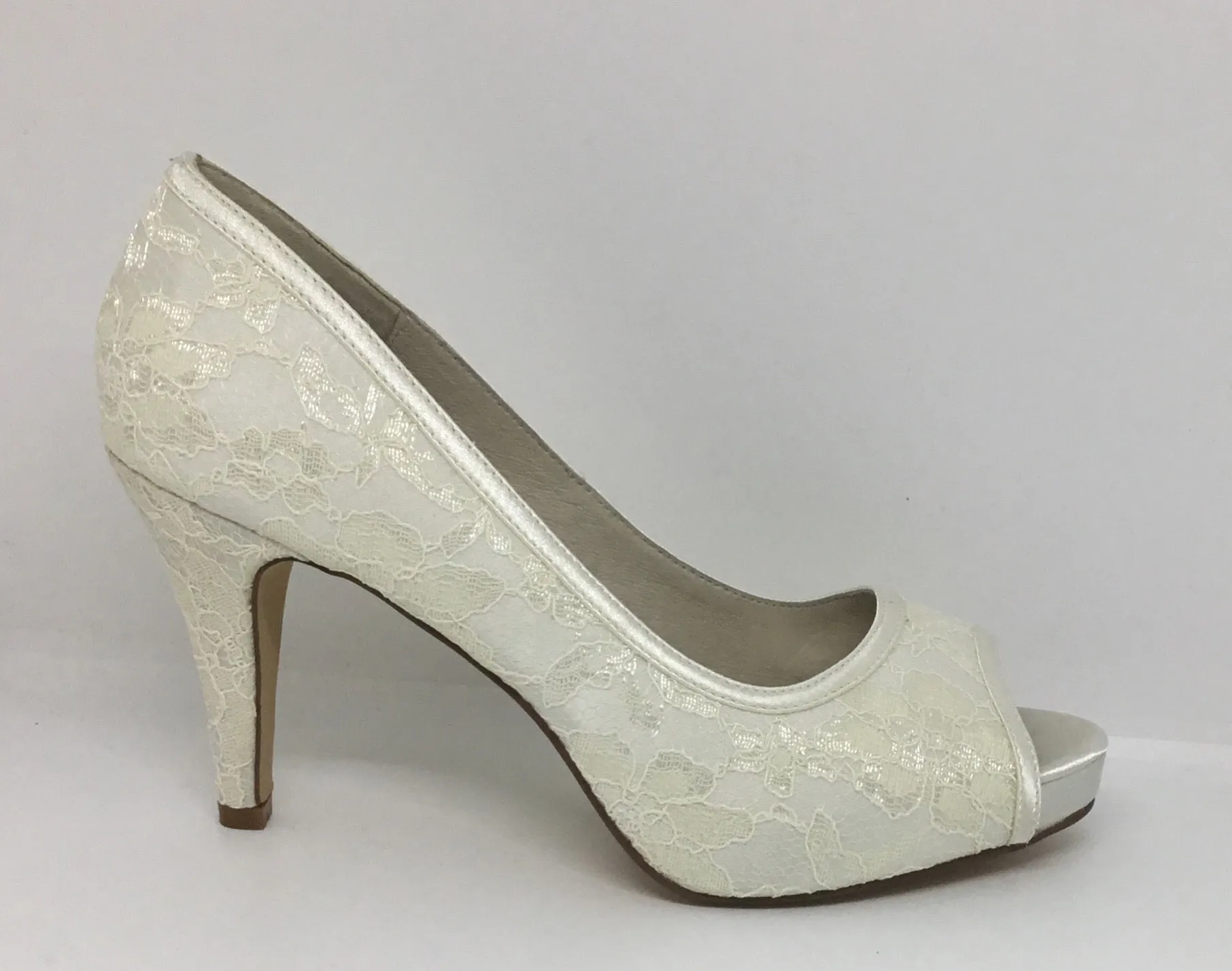 Lily Rose Marlee Ivory Satin and Lace Heel