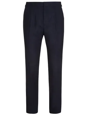 Linen High Waisted Trousers - Navy