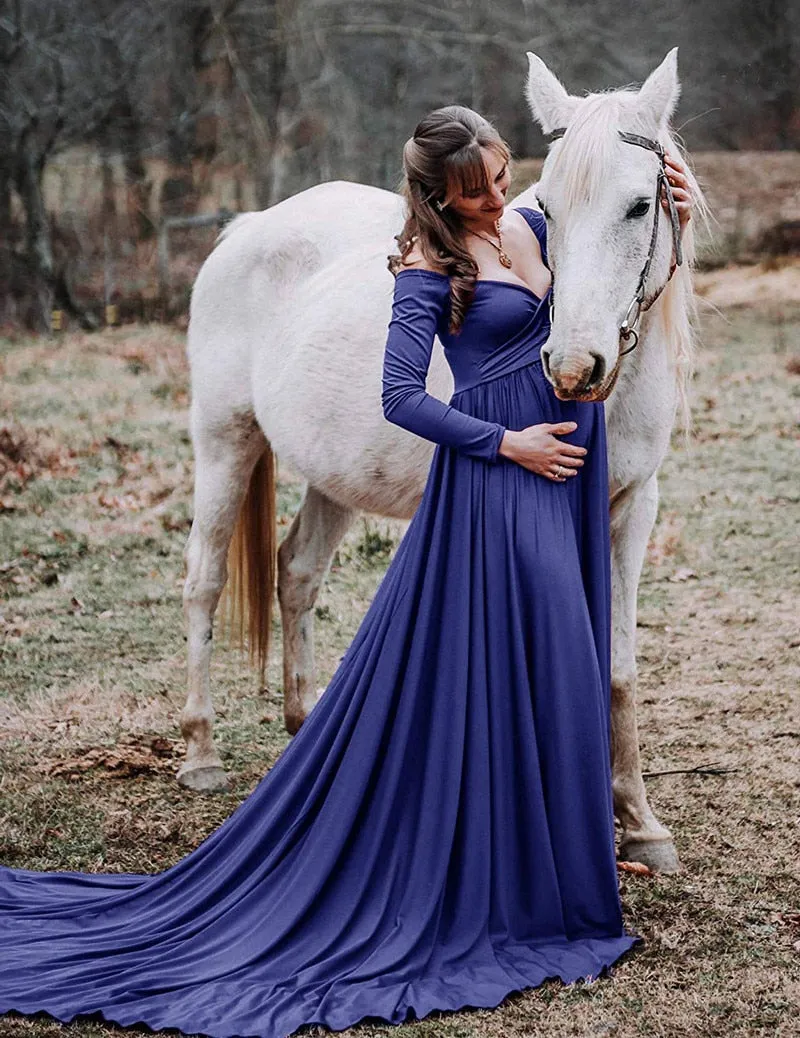 Long Tail Long Sleeved Dress for Photoshoots