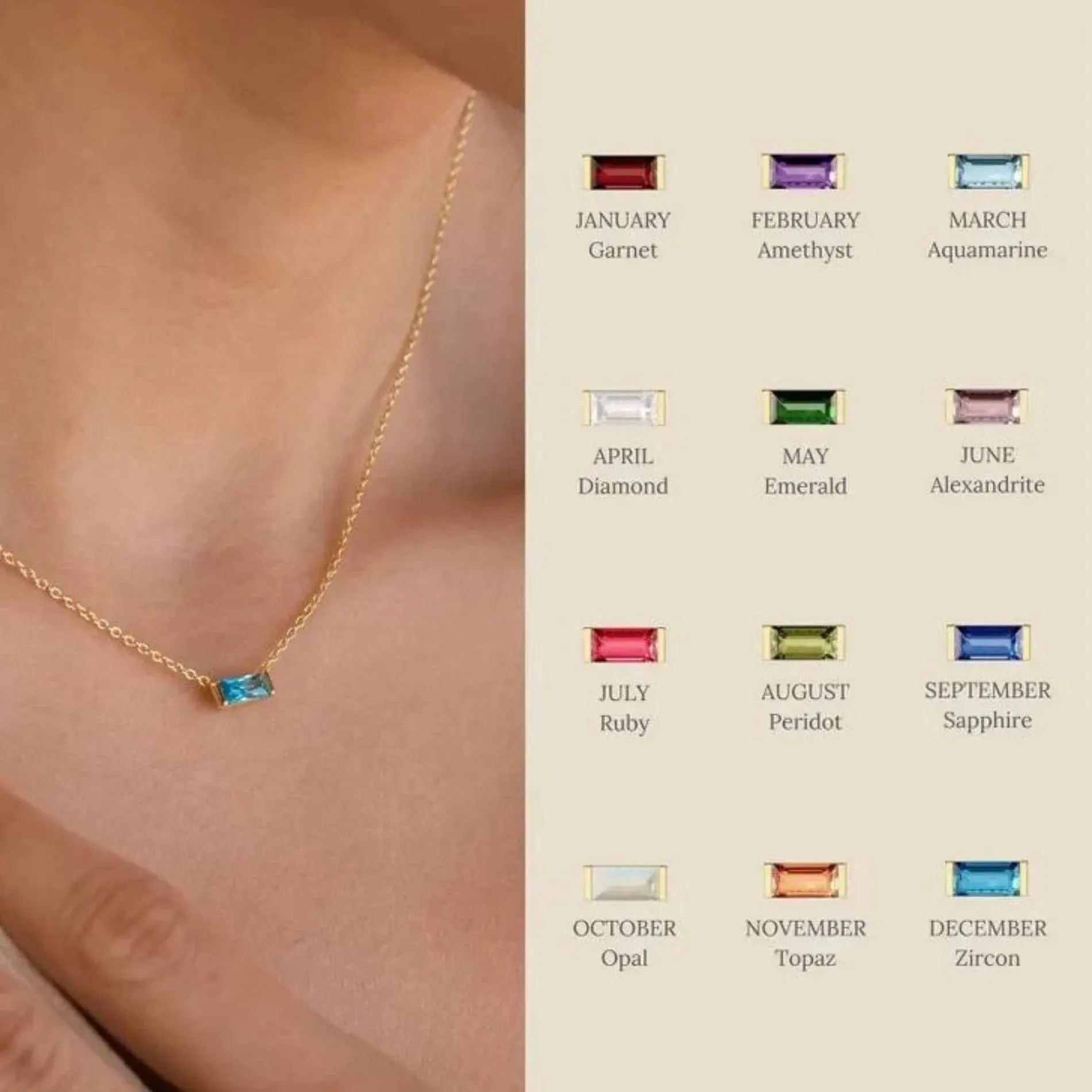 Love Waterproof Birthstone FEBRUARY Necklace18K Gold Plating