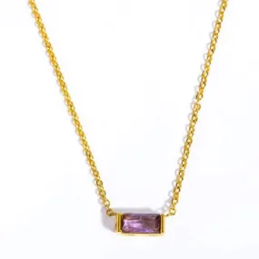 Love Waterproof Birthstone FEBRUARY Necklace18K Gold Plating