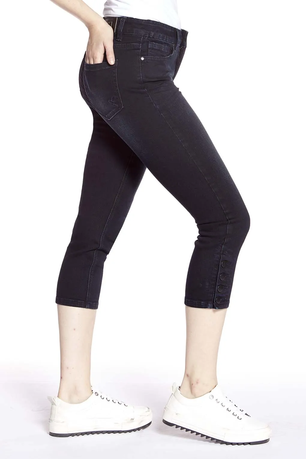 LUCY - 5-Pocket Capri - Blue Black Wash