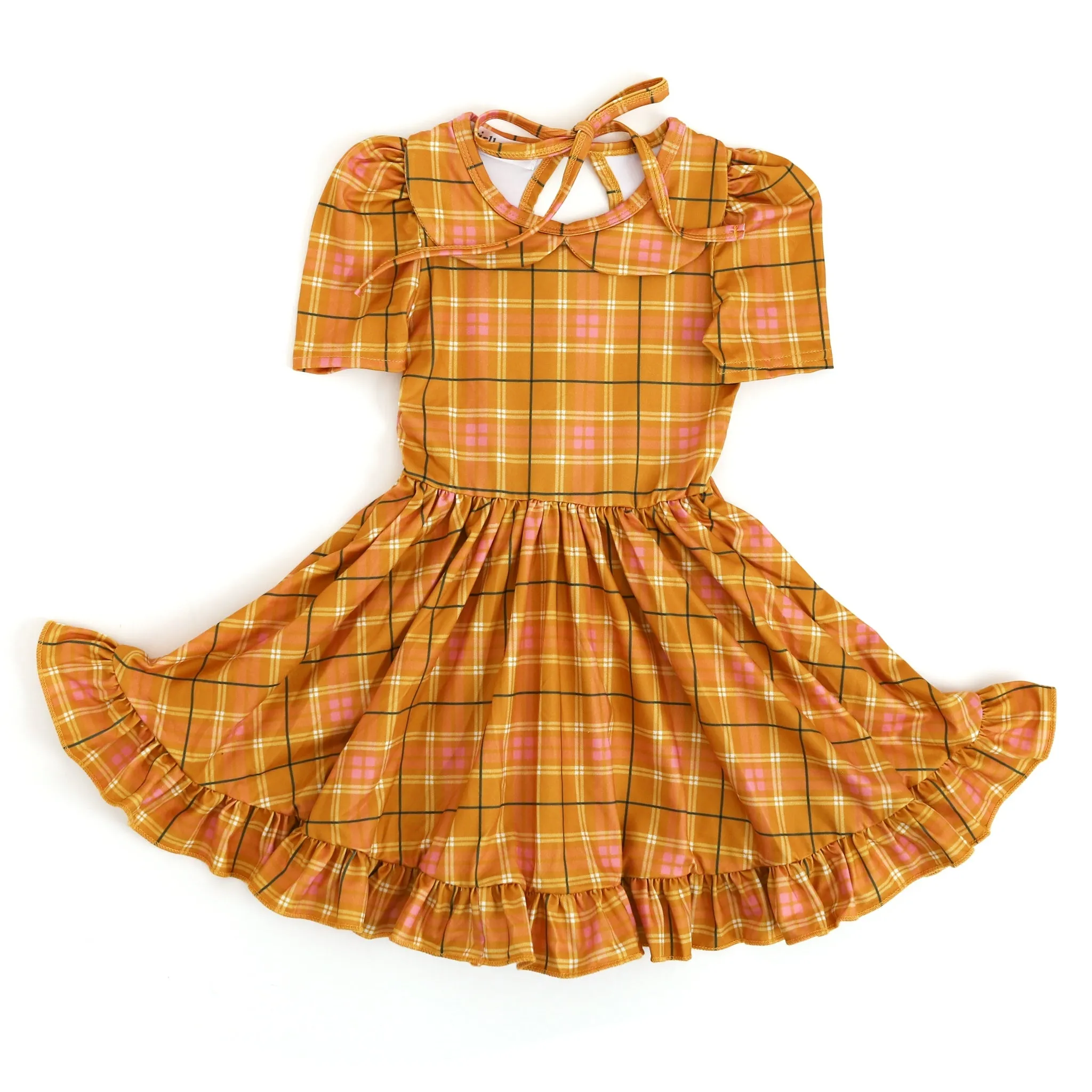 Marigold Plaid Twirl Dress