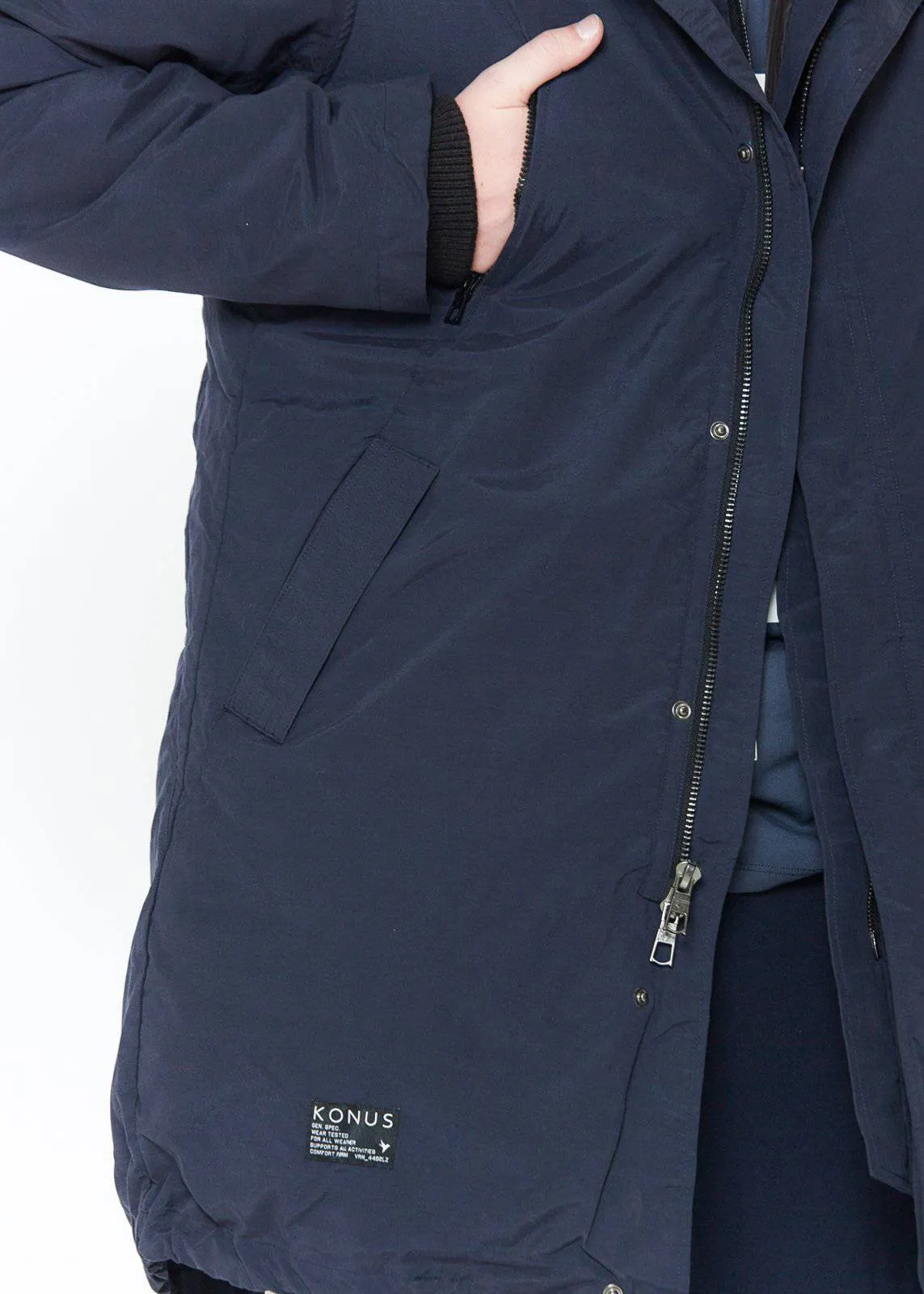 Men's Duck Down Parka With Detachable Outer Layer In Navy