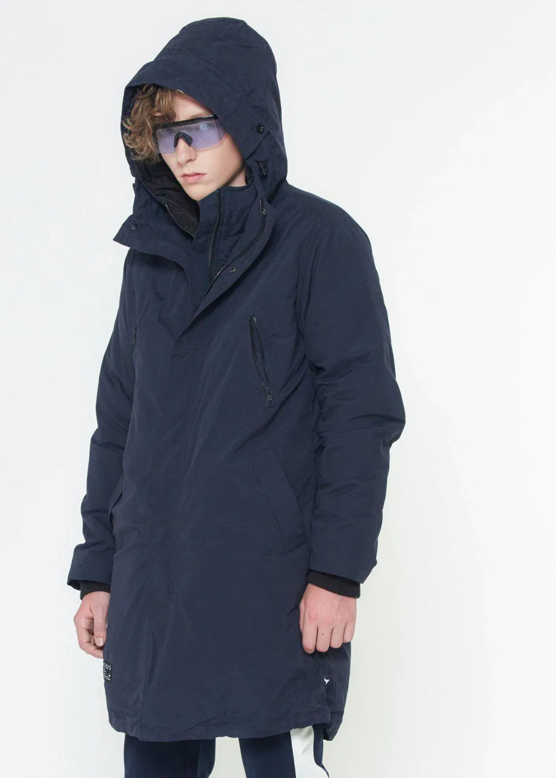 Men's Duck Down Parka With Detachable Outer Layer In Navy