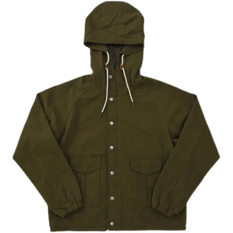 Men's Hooded Military Style Jacket - Vintage Motorcycle Clothing