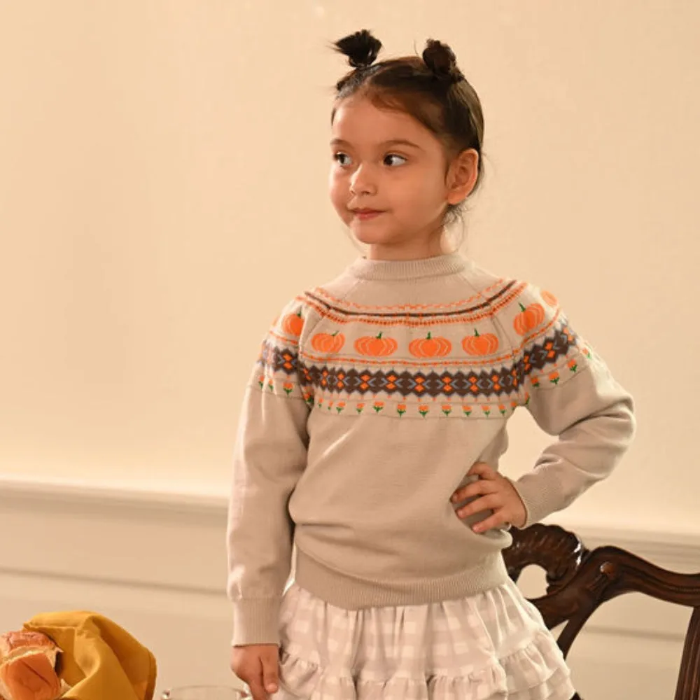 Mini Emerson Crew Sweater - Pumpkin Faire Isle