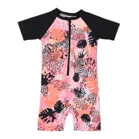 Nano One-Piece Rashguard Girls Short-Sleeve Swimsuit - New Peach (9-12 Months)