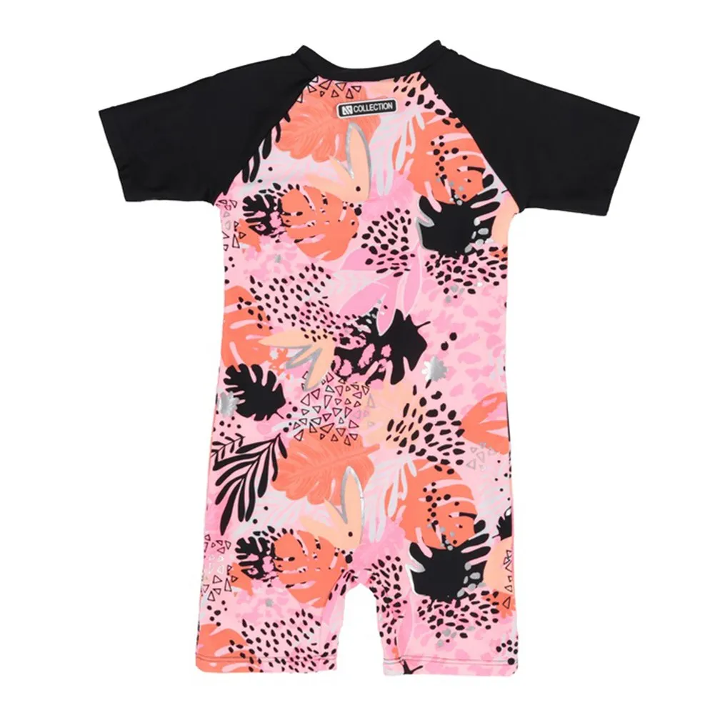 Nano One-Piece Rashguard Girls Short-Sleeve Swimsuit - New Peach (9-12 Months)