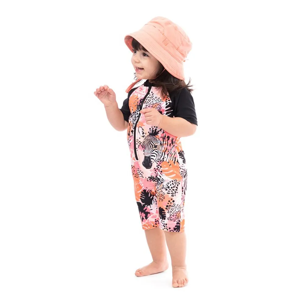 Nano One-Piece Rashguard Girls Short-Sleeve Swimsuit - New Peach (9-12 Months)