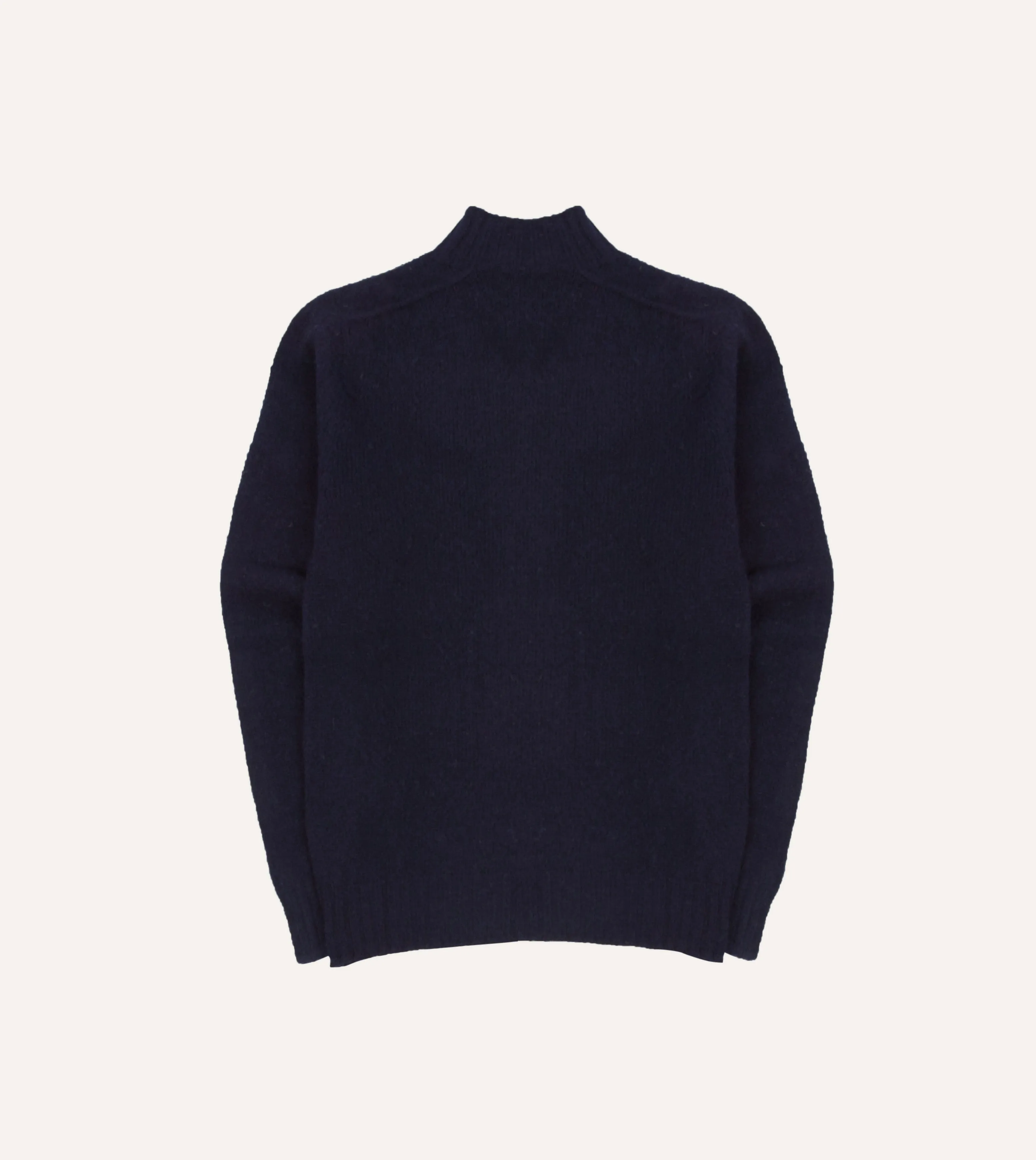 Navy Brushed Shetland Mock Neck Jumper